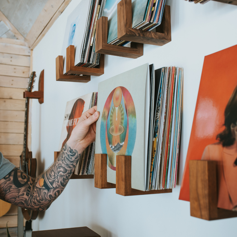 Flip Record Display Shelf